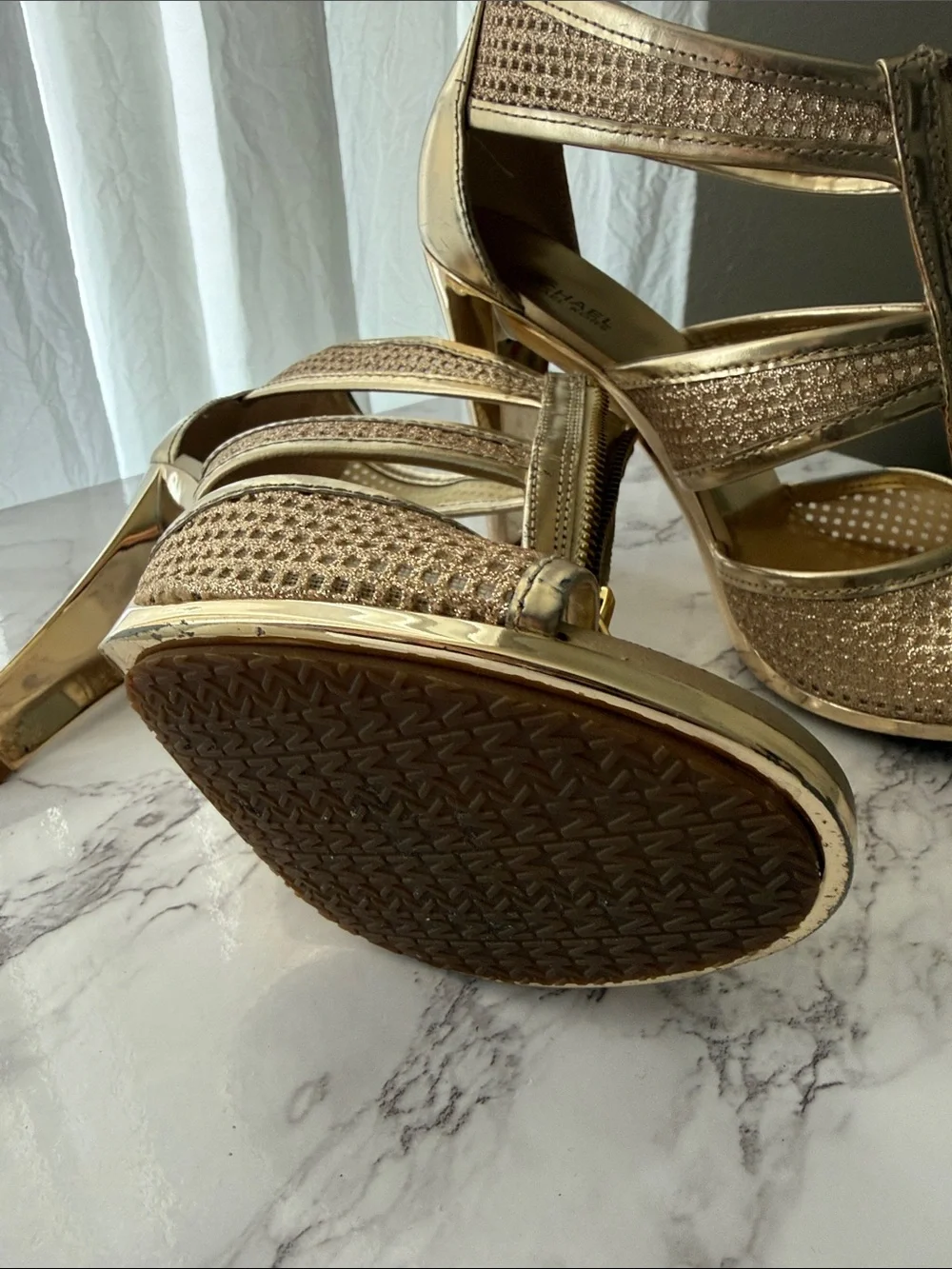 Michael Kors Metallic Gold Strappy High-Heel shoes